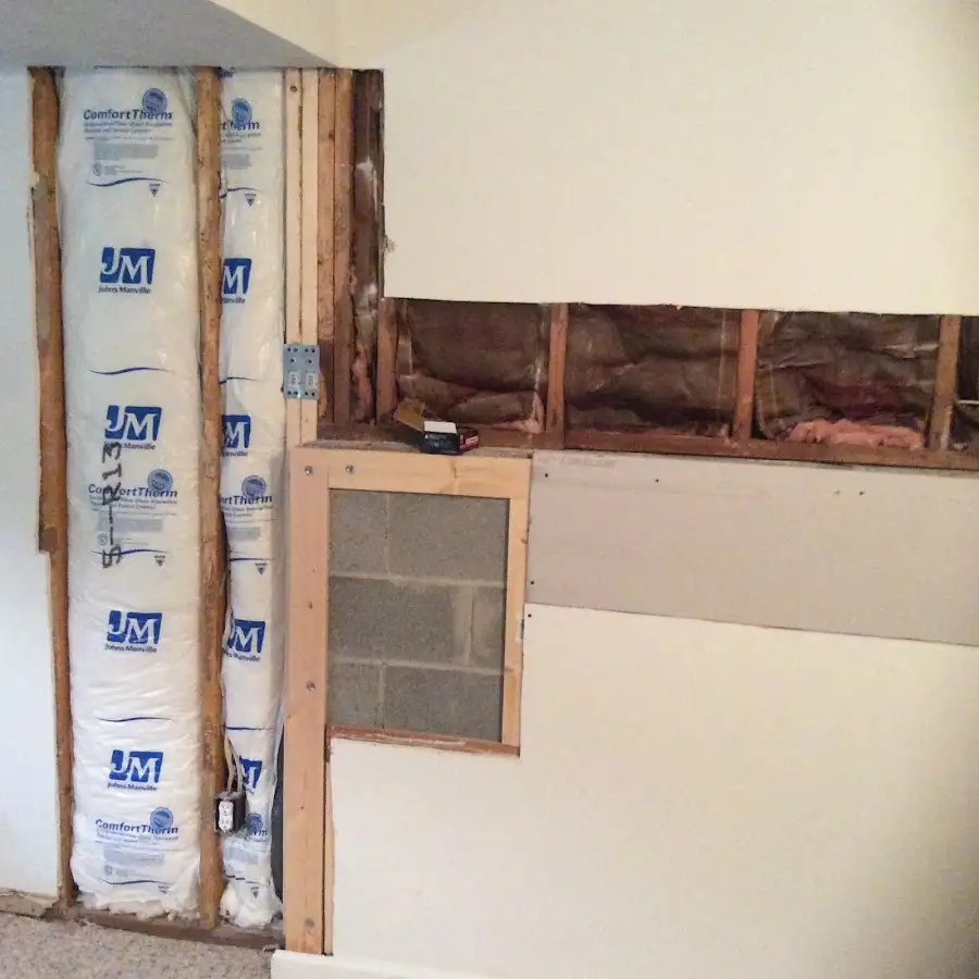 Wall insulation replacement during Basement Flood Cleanup in Orono